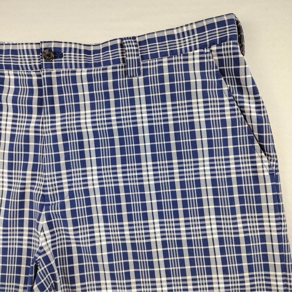 IZOD PerformX Golf Shorts Men's 42 Blue Plaid Performance Stretch Flat Front - Picture 5 of 13